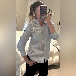 J.crew W’s Factory Striped cotton-blend poplin shirt in signature fit Size M|EUC